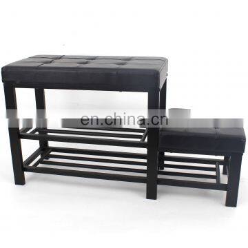 Customized Factory Wholesale Folding Shoe Rack With Metal Feet Legs and PVC Storage Foldable Stool for Entrance photo-2