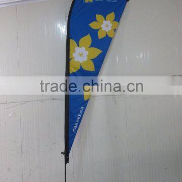 Blue color advertising flying banner in sell