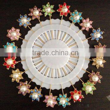 CB035 Fashion Golden flower hijab clips small size scarf pins