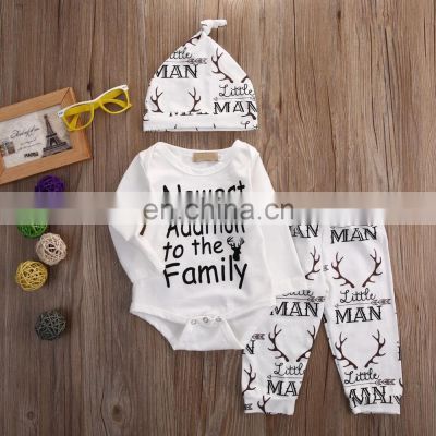 baby boy clothes fashion cotton baby girl clothing set casual Deer romper+pants+hat 3pcs sets