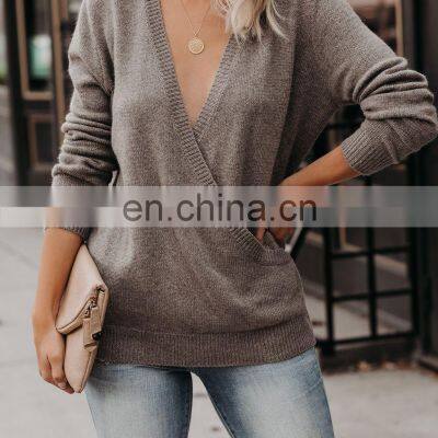 Женские индивидуальные модные свитеры с глубоким V-образным вырезом photo-4