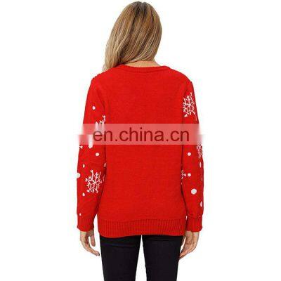 Wholesale Women Custom Red Christmas Ugly Pullover Sweater photo-4