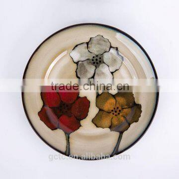 16-piece Reactive Glaze Stoneware Dinnerware Set With Poppy Hand Printing photo-5