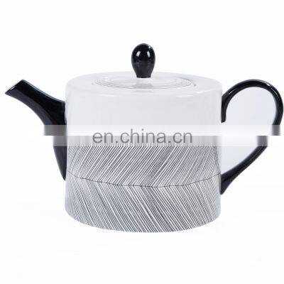 Luxury Black With White Line Creative Design Ceramic Coffee Mug Tea Cup Dinner Plate Ceramic Vase Cup Porcelain Tableware Set photo-2