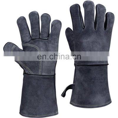 Welders Gloves Cow Split Leather Factory Gardening Welding Wood Stove Work Gloves Heat Resistant Gloves