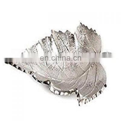 silver leaf metal bowl