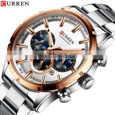 Curren Luxury Sports Wristwatch Stainless Steel Strap Casual Watch Fashion Business Men Wrist Quartz Watches