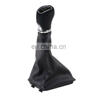 Chrome & Leather Manual Gear Shift Knob Shifter Lever Handle Stick For Skoda Octavia A7 MK3 2014 2015 2016 2017