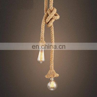Cheap Hemp Rope Pendant Lamp Handmade Vintage With Pair Bulbs Rural Edison Bulb Lamp