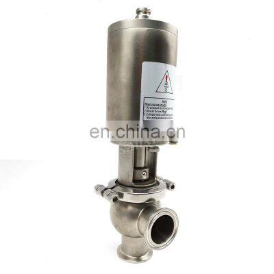 Food grade 2 way stainless steel stop reversing valve with pneumatic operation