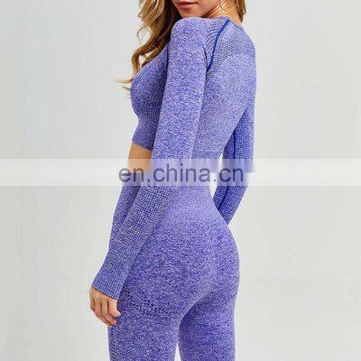 Women 2 Pieces Gym Fitness Sets Sports Bra Legging Yoga Set Ladies Athletic Wear Long Sleeve Yoga Sets photo-2