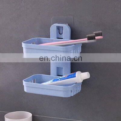 Wall Mounted Double Layer Soap Dish Punch-Free Drawer Draining Holder Kitchen Sponge Storage Box Bathroom Organizer Rack photo-5