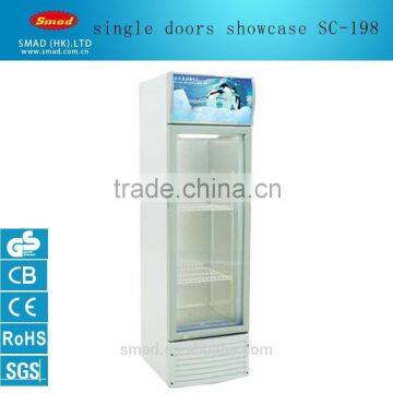 supermarket upright SC-158 single door glass display showcase for beverage china manufactuer