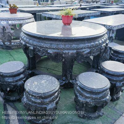 Stone Table Stone Stool, Marble Round Table, Pisces Pattern, Park Courtyard Decoration, Landscape photo-3