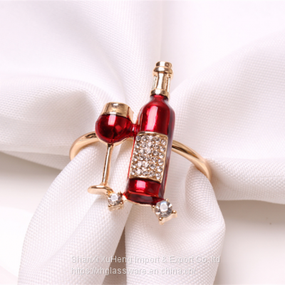 Creative Red Wine Napkin Ring Valentine's Day Metal Material Halloween Party Table Decoration Napkin Buckle