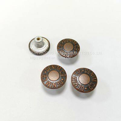 2023 Customized wholesale plating brass cowboy button jeans buttons for jeans clothing