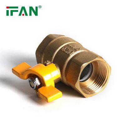 IFAN PN25 Butterfly Handle Yellow Brass Ball Valve Natural Gas Brass Valves photo-2