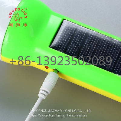 Factory Supply Hot Sale SWORD LION Brand Solar Rechargeable LED Flashlight Torch C03 for Africa