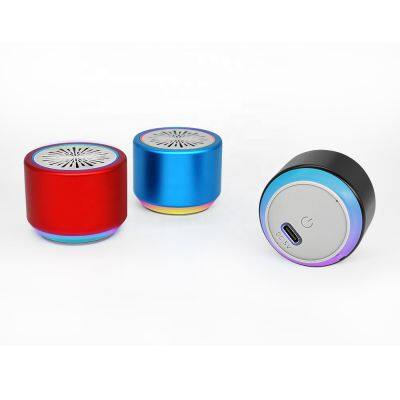 2024 Most Popular Colorful RGB Light Mini Metal Speaker Strong Bass HiFi Sound Bluetooth Speakers for sale