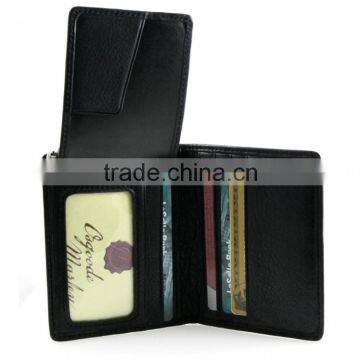 Functional Removable Money Clip Bifold Card Holder Cowhide Men Money Clip Wallet