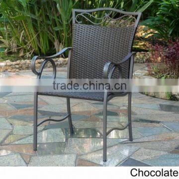 High quality best selling Chocolate wicker PE chair with iron frame from Vietnam