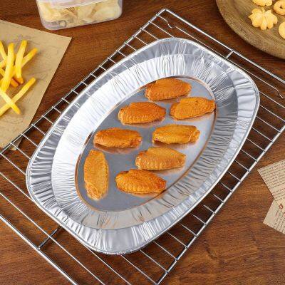 Oval Aluminum Foil Tray Disposable Serving Platter for Food Display Baking Party Catering