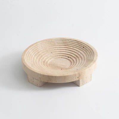 Fruit Snack Candy Servging Bowl Home Decoration Modern Centerpiece Marble Travertine Bowl photo-4