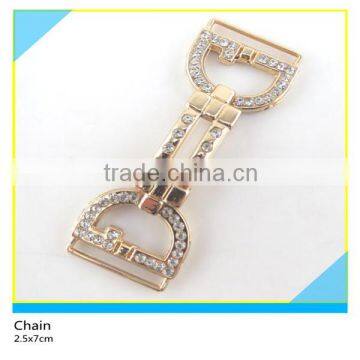 Strass Rhinestone Waist Chain Belt Buckle Design Crystal Gold Metal Chain 2.5x7cm