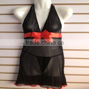 1.23USD New Arrival All Models Mixed Hot Sexy Yough Ladies Transparent Appeal Sleepwear/Pyjamas Set With G-string (qqsy049)