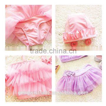 Korean Style Kids Swimwear Cute Flower Bikini Chiffon Lace Strap Baby Girls Swimwear for 2-8 Years photo-4