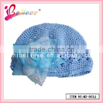 Machine crochet baby winter hat,plain bucket hat wholesale flower hat for girls