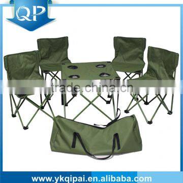 portable folding table and chair set with cup holders