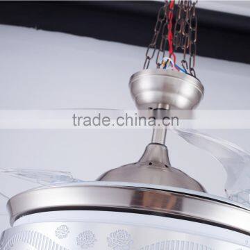 Silver Color Yellow Light Ceiling Fan With Remote Control