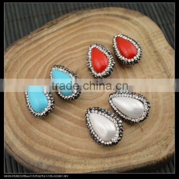 LFD-0050B Wholesale Rhinestone Crystal with Mixed Color Shell Connector Bead Jewelry Finding