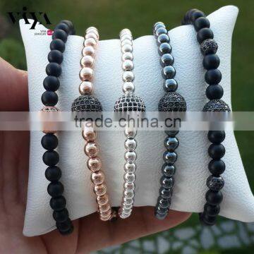 2016 Hot sales stainless steel adjustable fashion beads man bracelet for Christmas gift