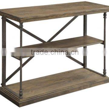 Hot selling Rustic and Bold Reclaimed Wood Console table, Latest design Industrial style Console Table with Iron Legs