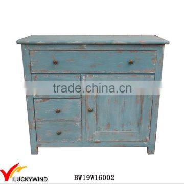 Solid Wood Distressed Blue Dining Room Vintage Sideboard