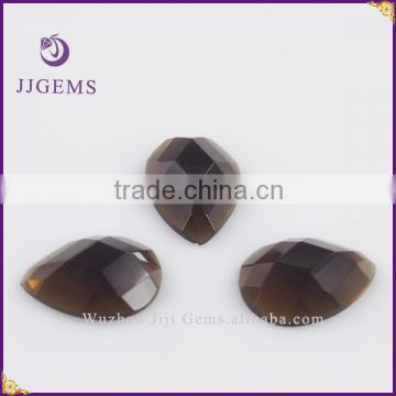 Top Quality pear shape coffee faceted flat back glass gems