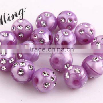 Light Purple Color Chunky Bling Beads ,Wholesales Acrylic Rhinestone Beads, 8mm to 16mm Acrylic Pearl Bling beads for Jewelry