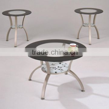 Modern coffee table set /Round Coffee Table and End Table with metal leg