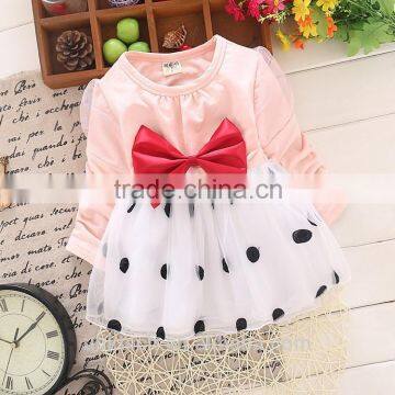 bow knot and dot dresses fall kids clothing