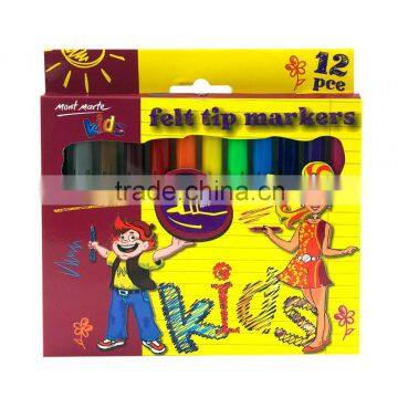 Mont Marte Kids Felt Tip Markers 12pce - Thin Tip 2.3mm