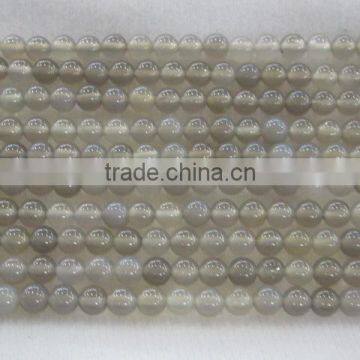 Natural gemstone Grey Agate round beads