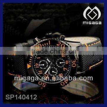 Mens DATE&DAY Display Stainless Steel Quartz Army Watch Black Leather watch