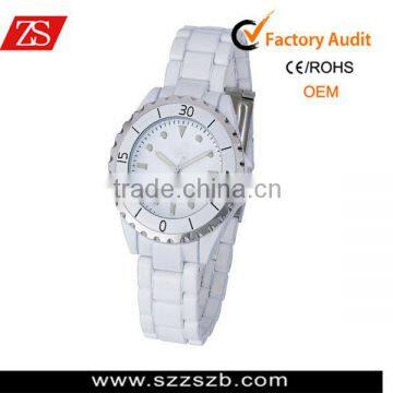 Exquisite Handicrafted Round White Ceramic Quartz Wrist Watch Ladies Watch