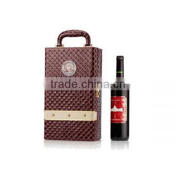 Hiqh Quality Custom Logo Printed 2 Bottle Leather Wine Box photo-2
