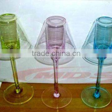 Colored Glass Candle Holder With Cover