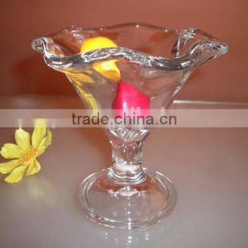 2015 China manufacture ice cream cup flower shaped clear customized glassware producer