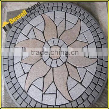 Pink and White Granite Paving Stone , Fanshaped Granite Pavers, Outdoor granite medallions