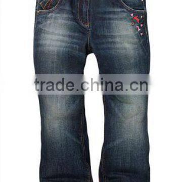 2014 style girls denim embroidery print jeans